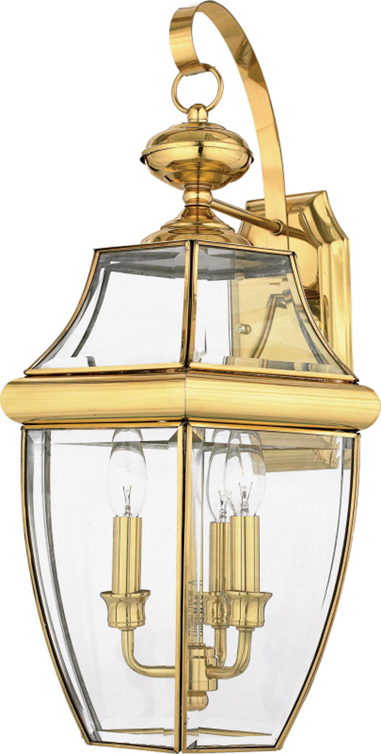 Newbury 3-Light Outdoor Wall Lantern in Polished Bra