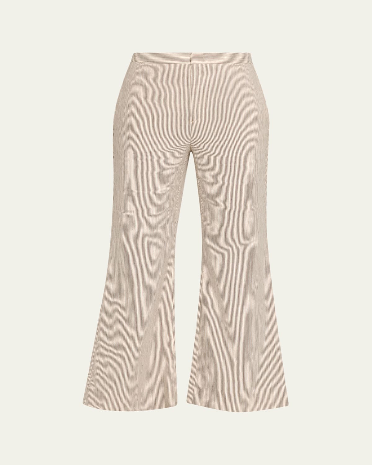 Ticking Stripe Cropped Flare Trousers