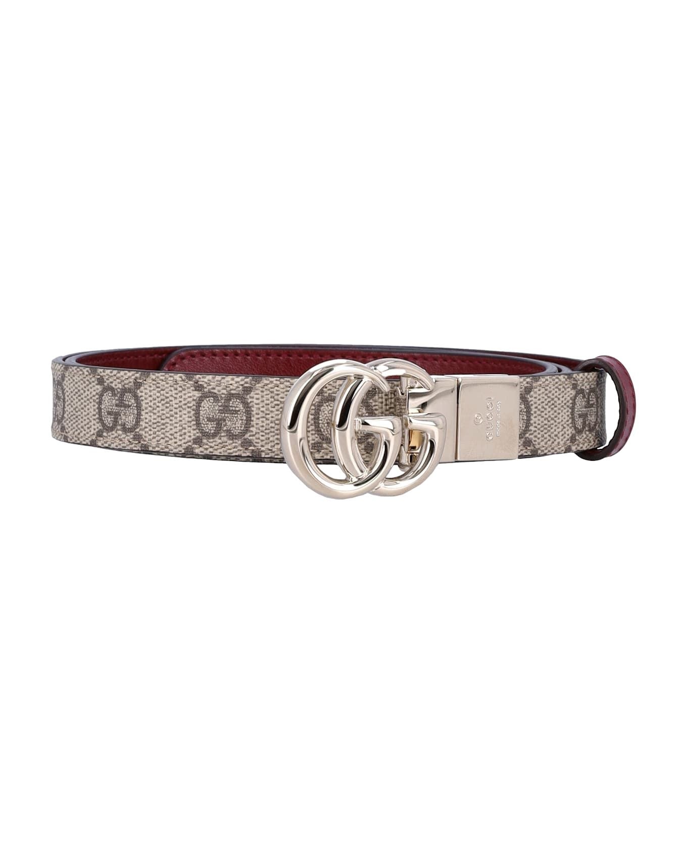 (WMNS) 25 GG Marmont Reversible Thin Belt 'Beige Red'