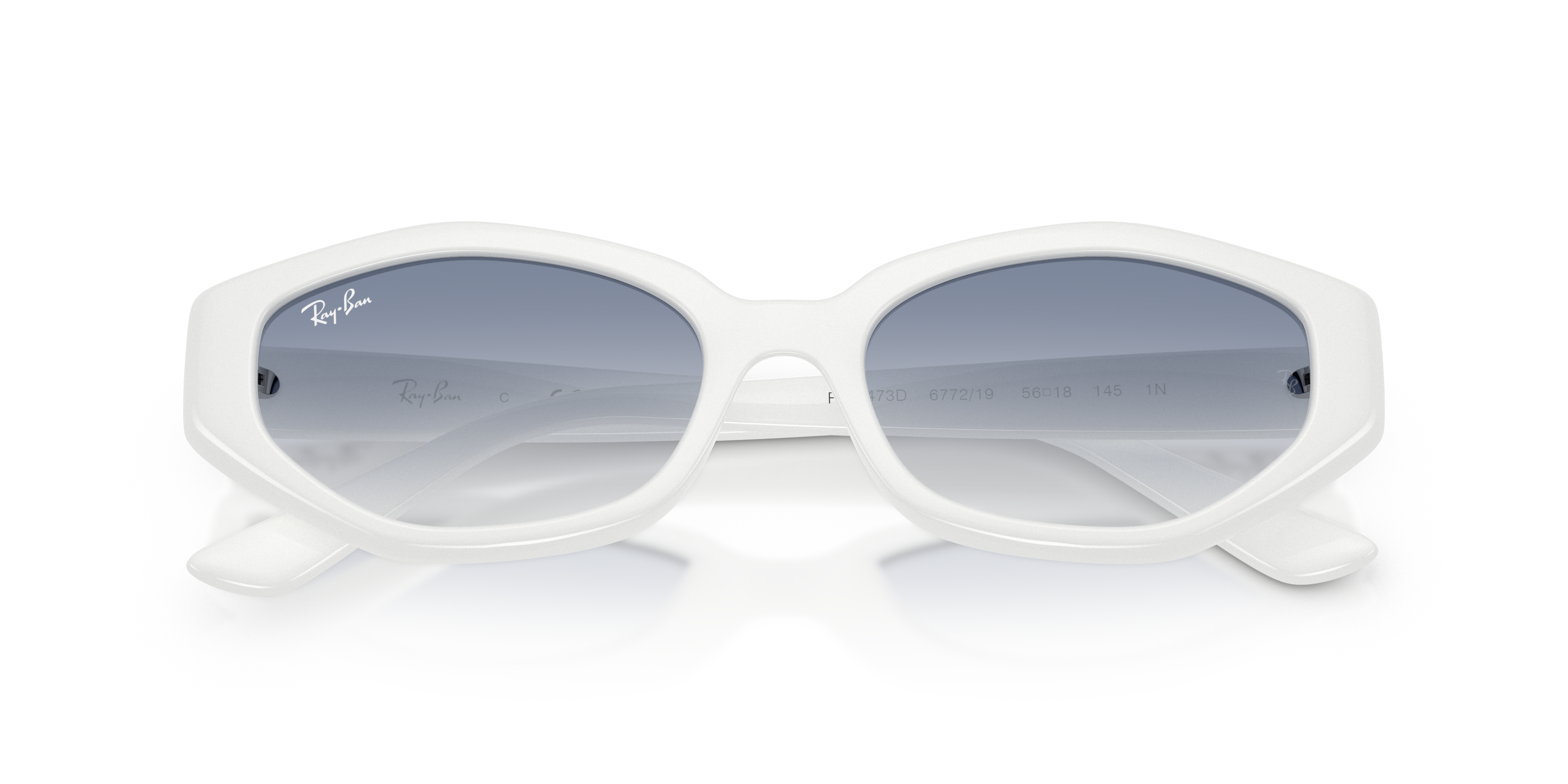 Ray - Ban Unisex Ray - Ban RB4473D 677219 Sunglasses Injected White Blue Geometric Normal Nuanced