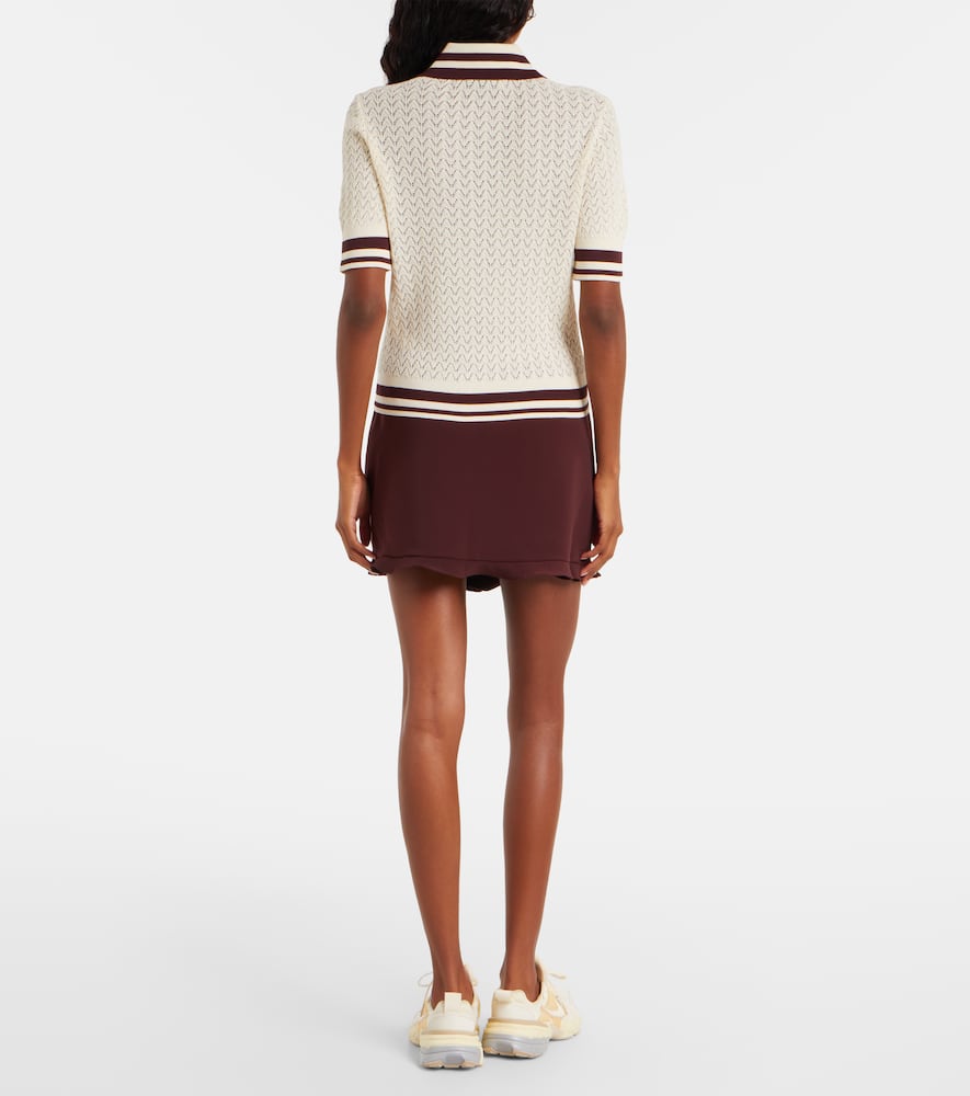 Cotton pointelle polo shirt