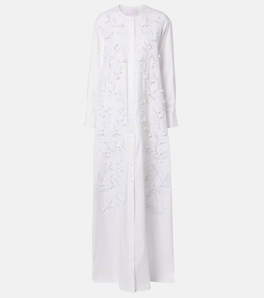 Embroidered cotton-blend gown