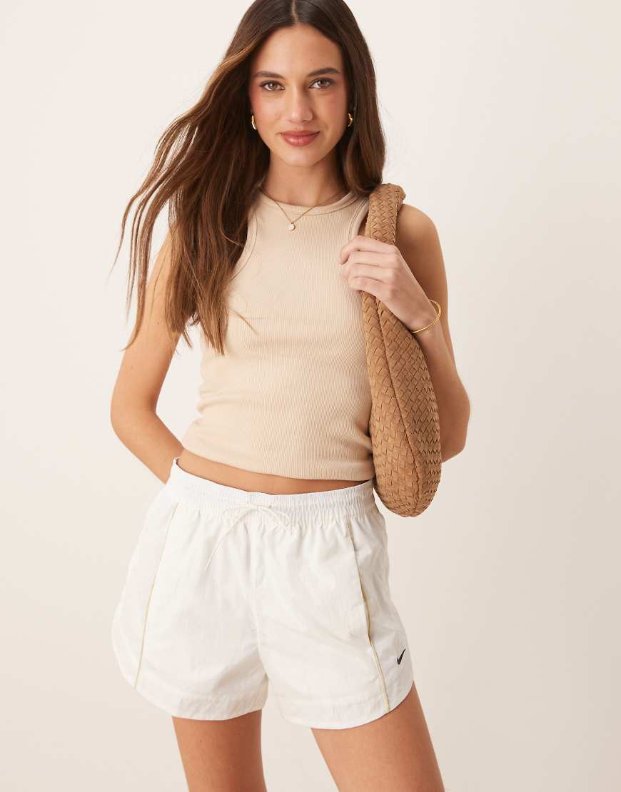 Nike Windrunner woven shorts in cream-White