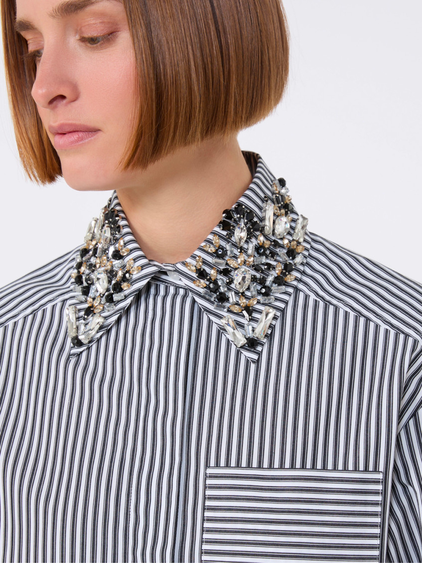Striped Poplin Crop Shirt