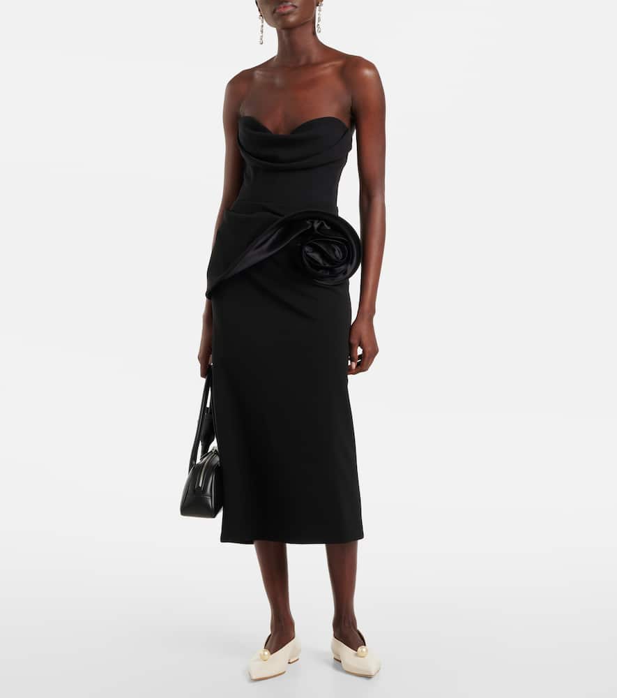 Floral-appliqué midi skirt