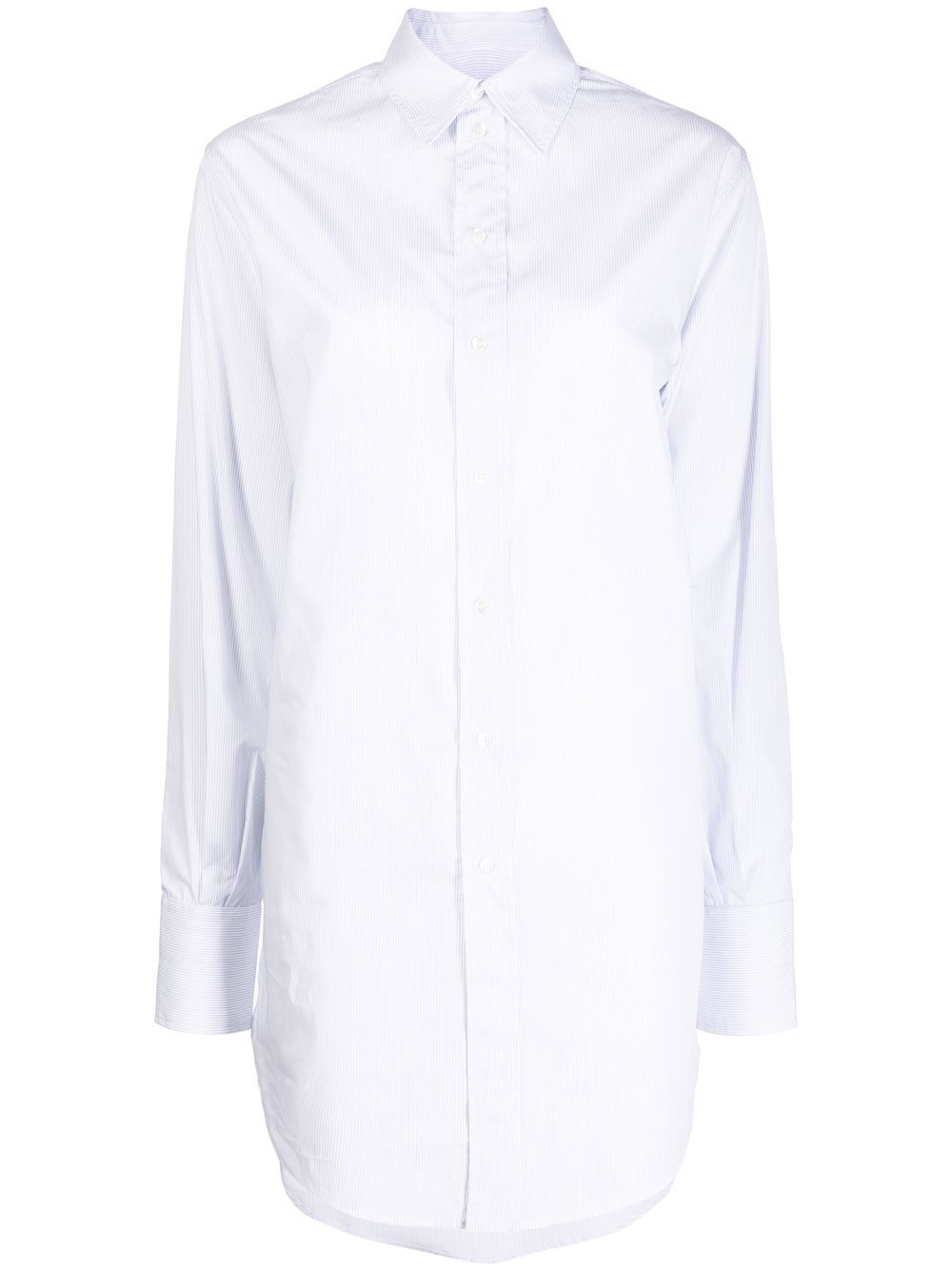 Oversized striped shirt dress - White