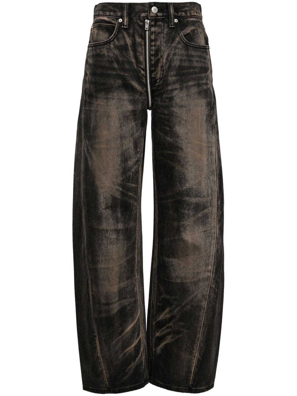 Mid-rise straight-leg jeans - Brown
