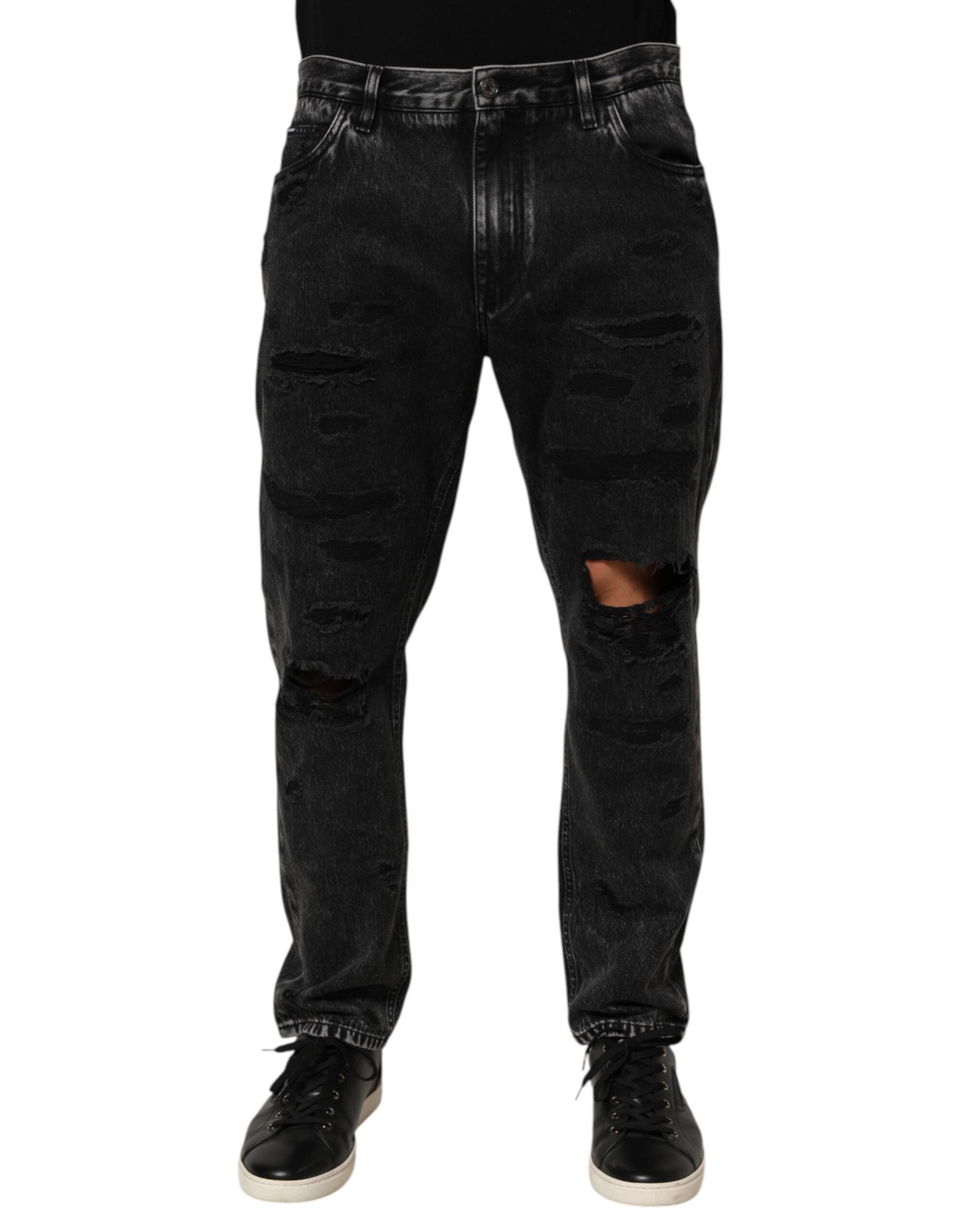 Distressed Denim Jeans — Black