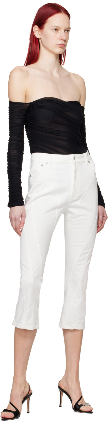Mugler White Spiral Crop Jeans
