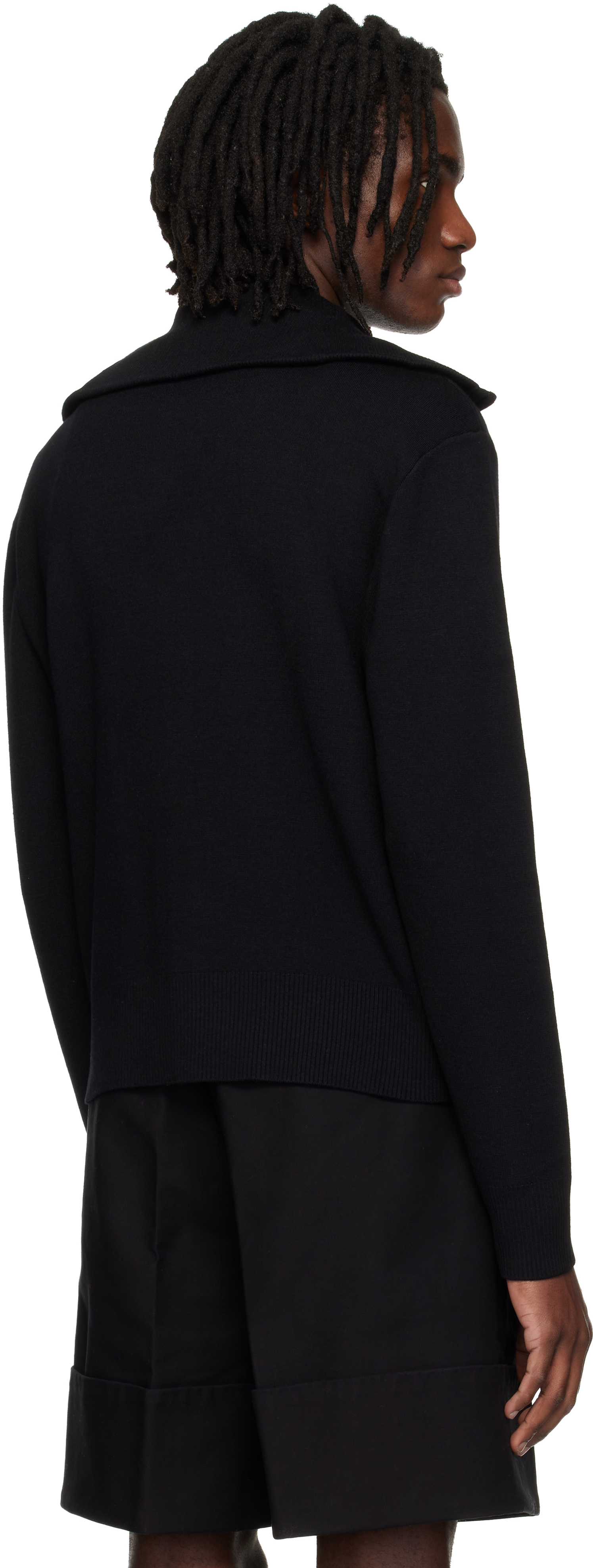 Black Knit Zip Up Sweater