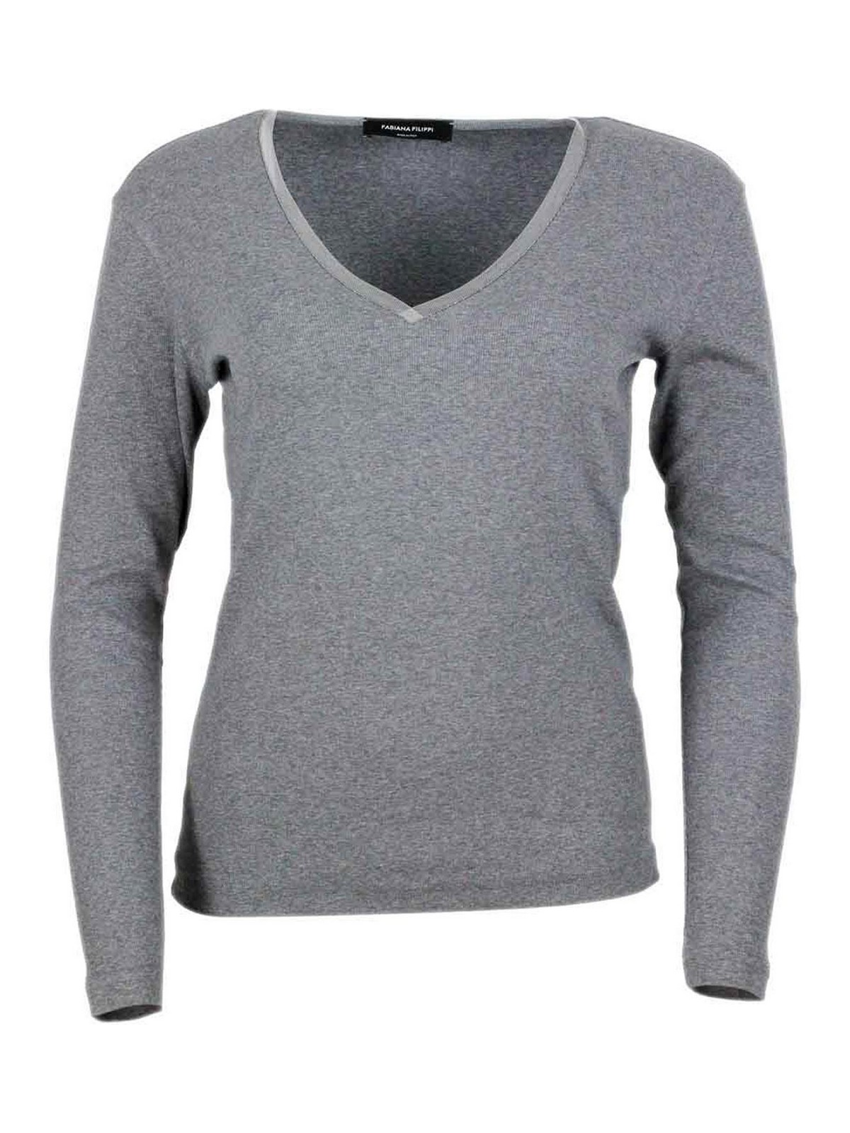 V-neck long-sleeve top - Grey