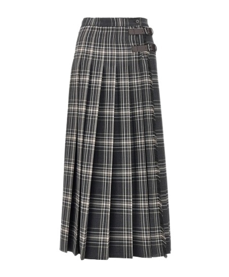 Wool batavia pleated skirt