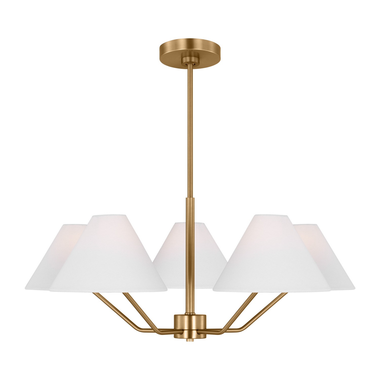 Satin Brass Five Light Chandelier from the Burke Collection