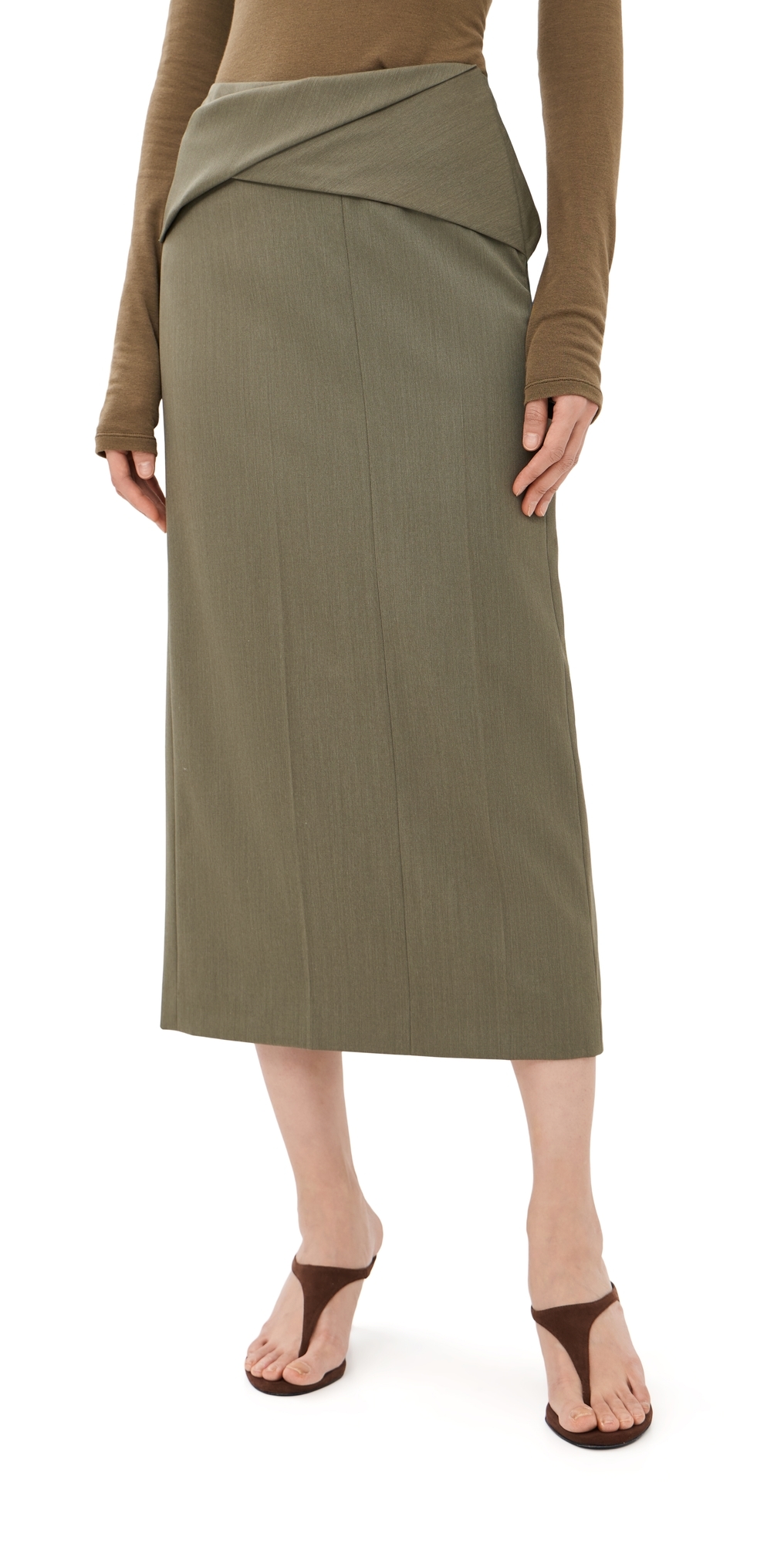 Wrap Detail Skirt Sage Melange