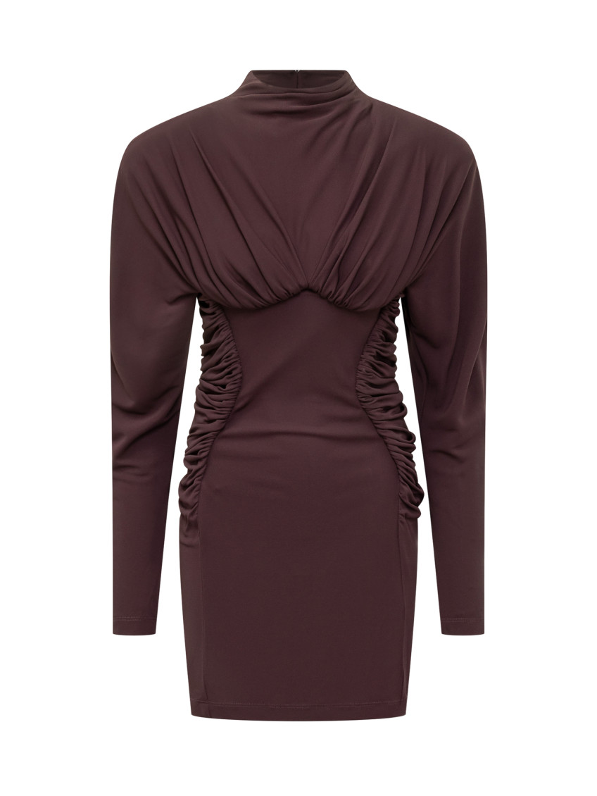 High-neck Ruched Mini Dress