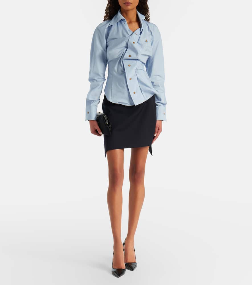 Orb gathered cotton poplin shirt