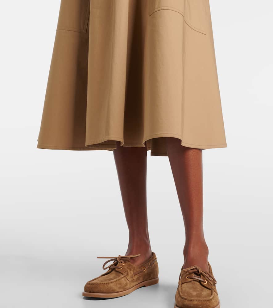Cotton-blend midi skirt