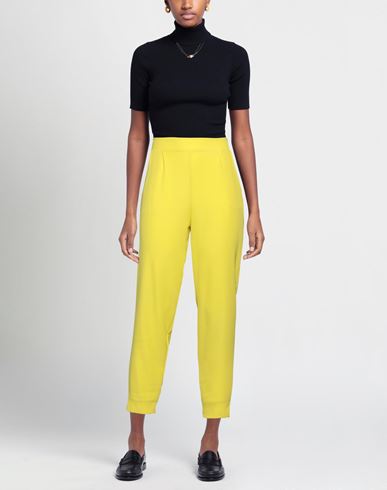 Woman Pants Yellow Size M Polyester, Elastane