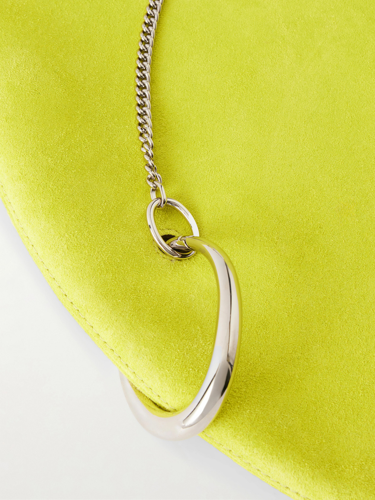 Pierced Embellished Suede Shoulder Bag - Green