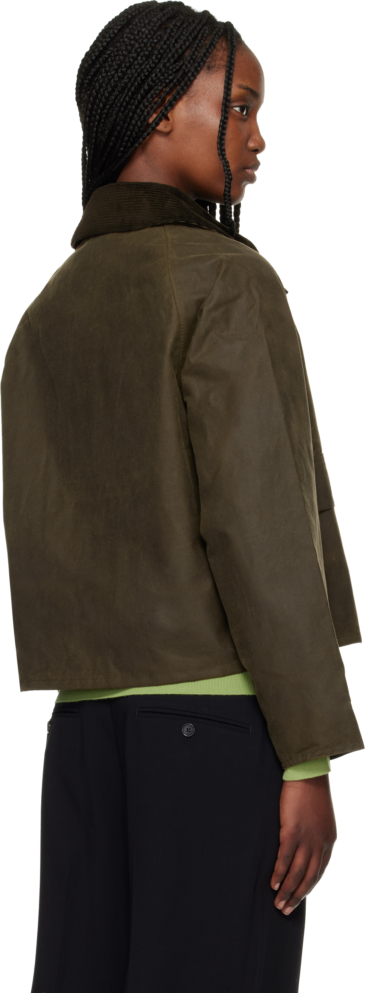 Khaki Spey Slim Waxed Jacket
