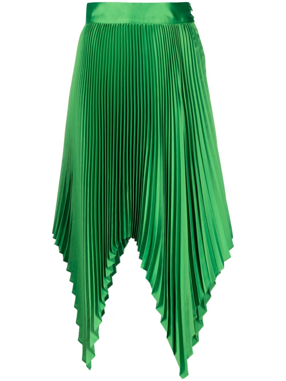 Fully pleated asymmetric skirt - Green