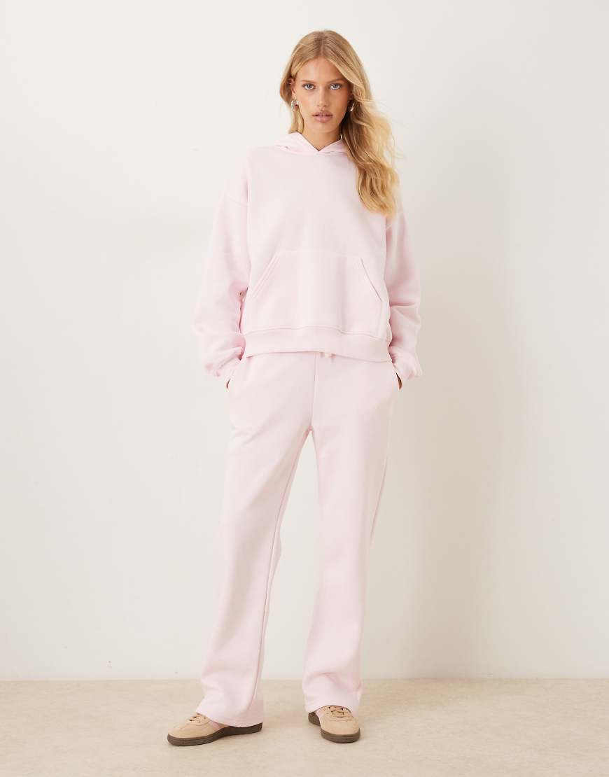 Co-ord loose fit straight leg joggers in light pink