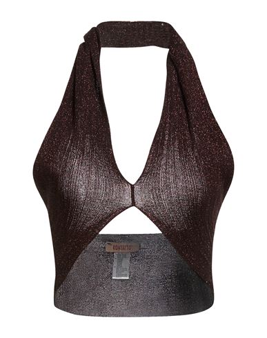 Woman Top Dark brown Size ONESIZE Viscose, Polyester, Metallic Polyester