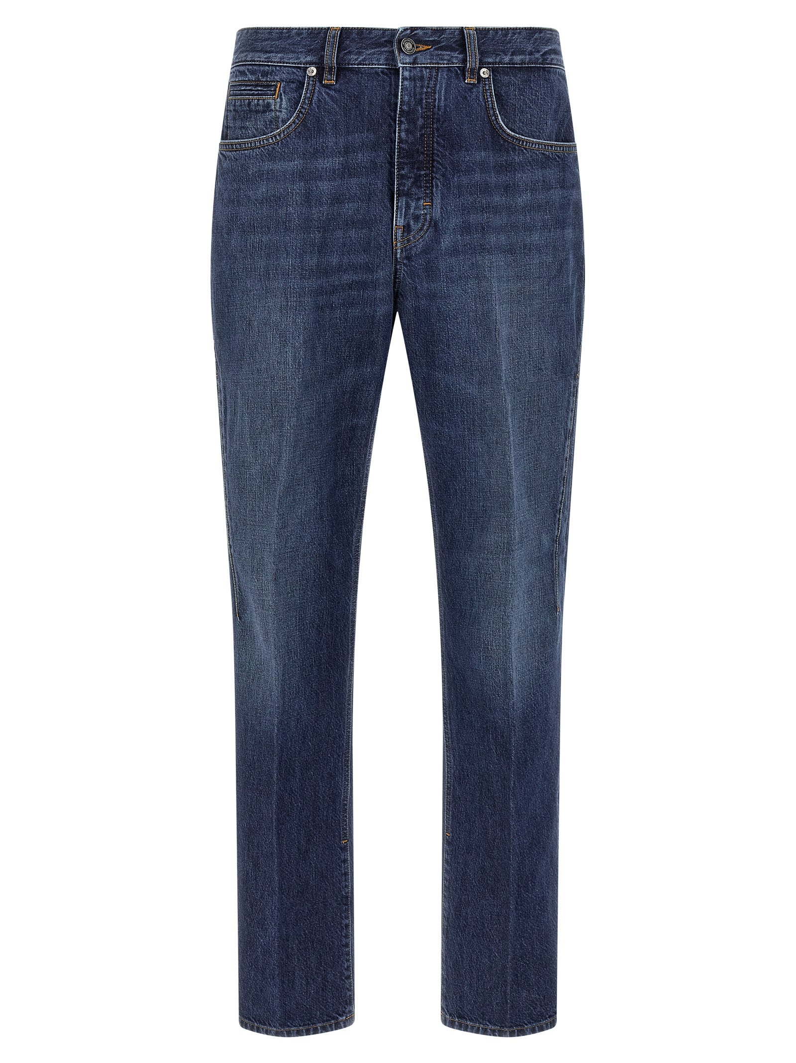 Straight-Leg Cotton Jeans — Blue