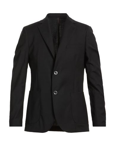 Man Blazer Black Size 46 Polyester, Wool, Elastane