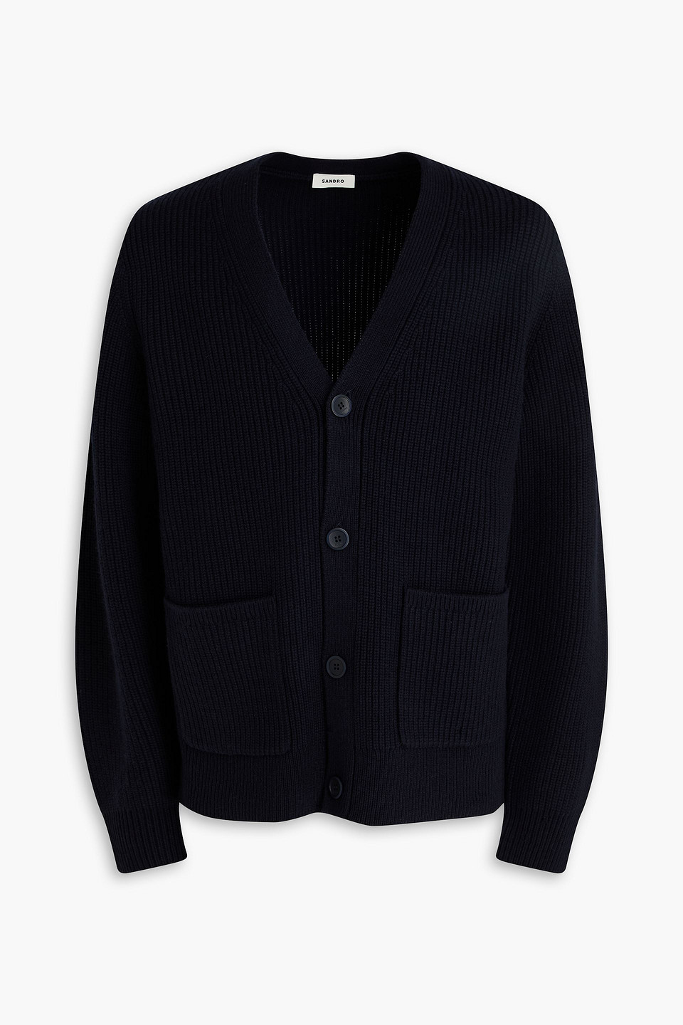 Ribbed wool and cashmere-blend cardigan - Blue - XS