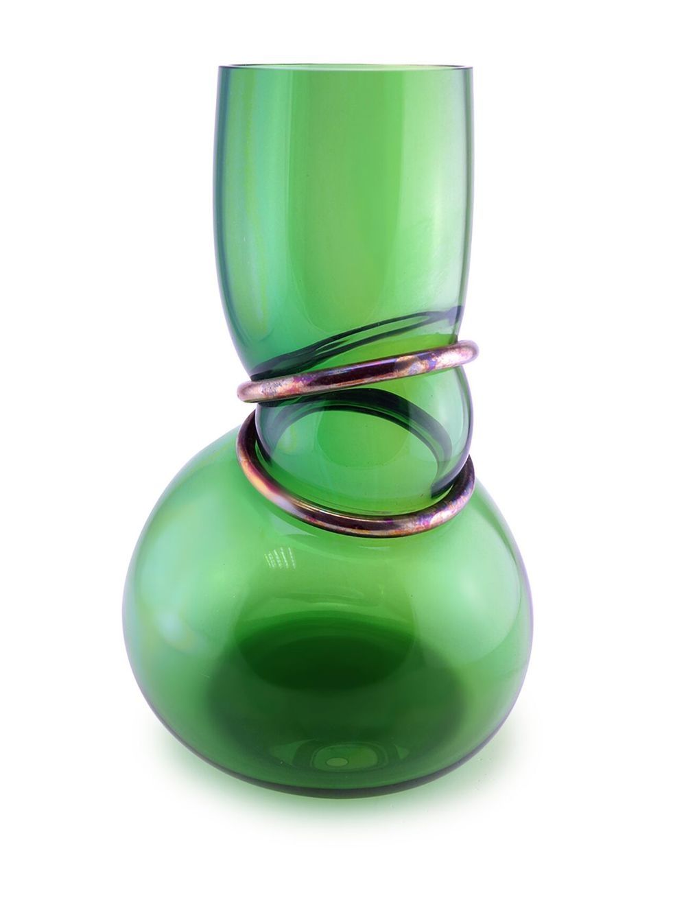 Double Ring polished vase - Green