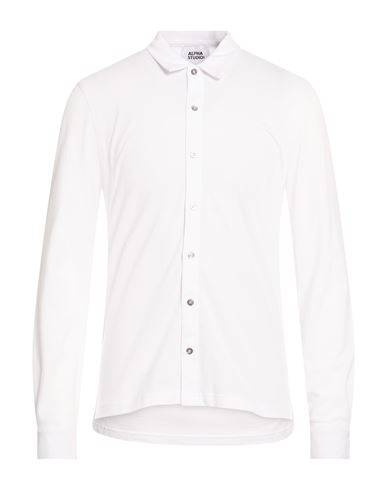 Man Shirt White Size 36 Cotton, Elastane
