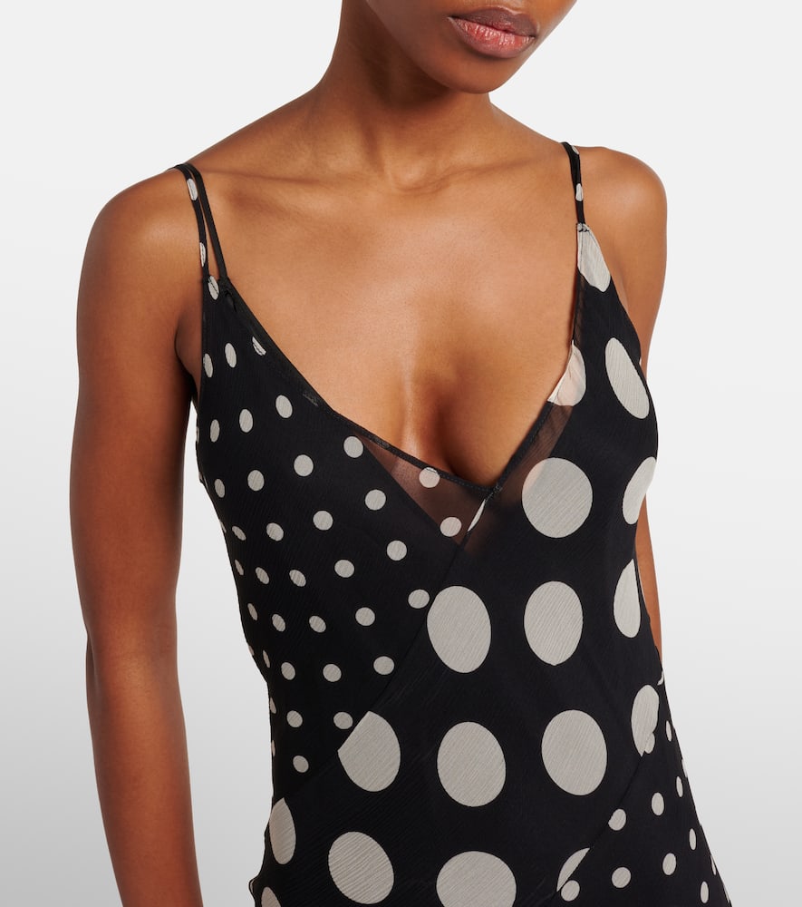 Polka-dot silk maxi dress