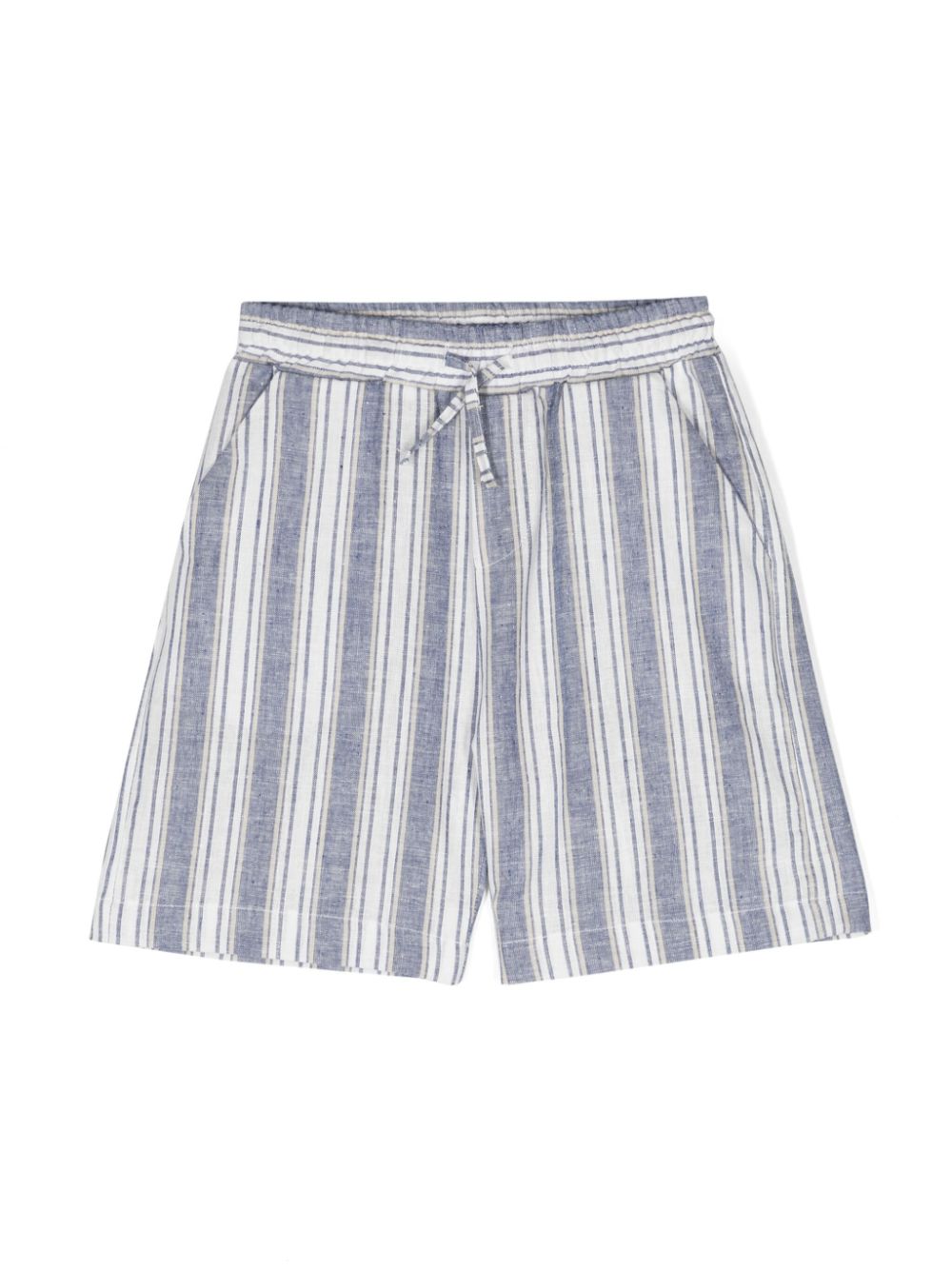 Elasticated-waist striped shorts - Blue