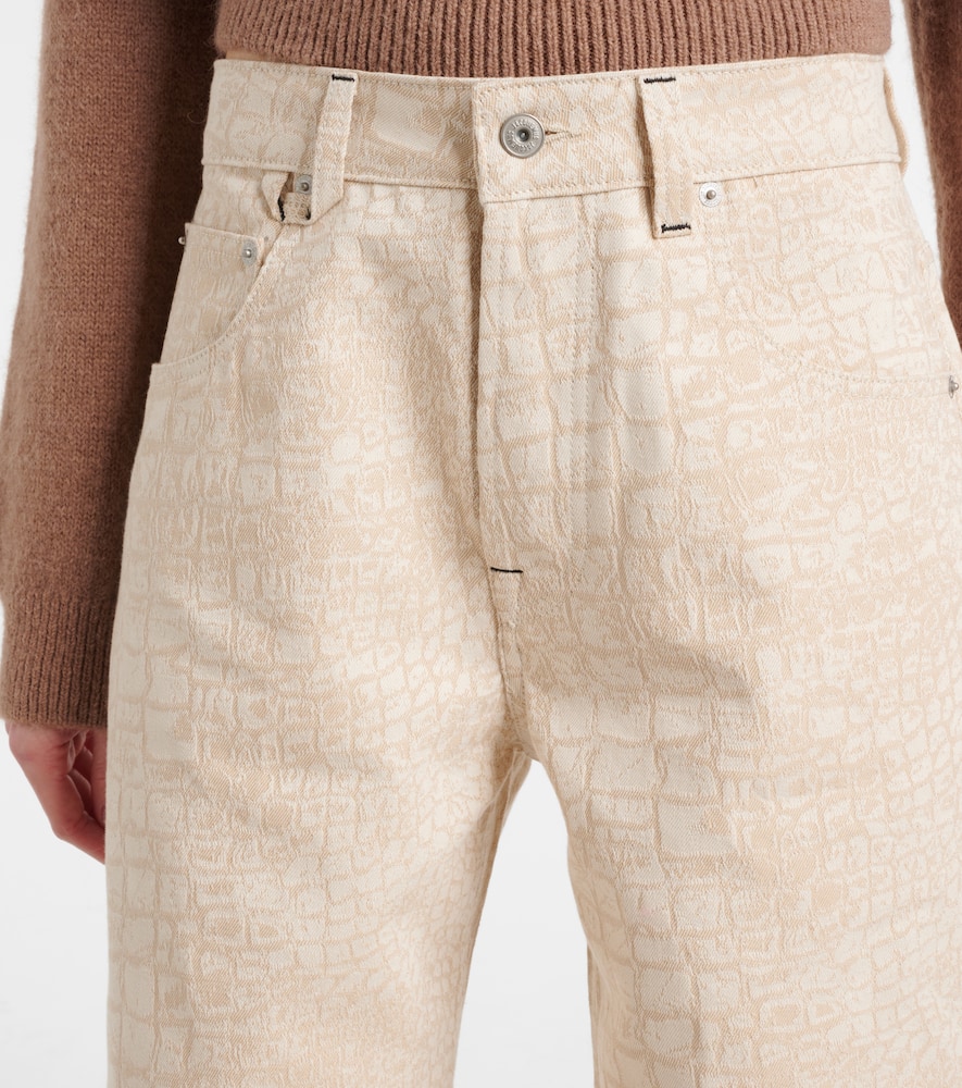 Croc-effect wide-leg jeans