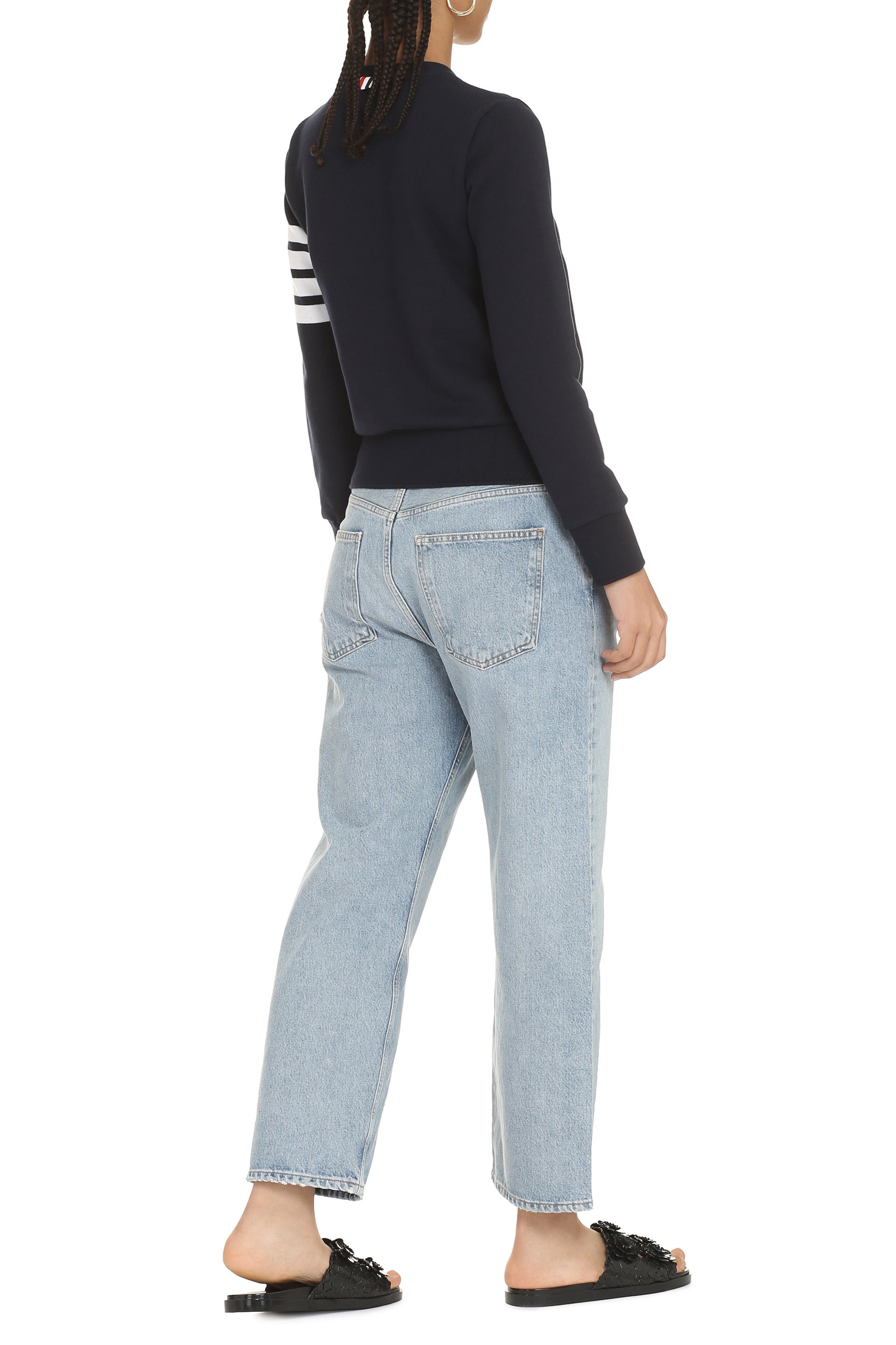 Cotton Crew-Neck Sweatshirt — Blue