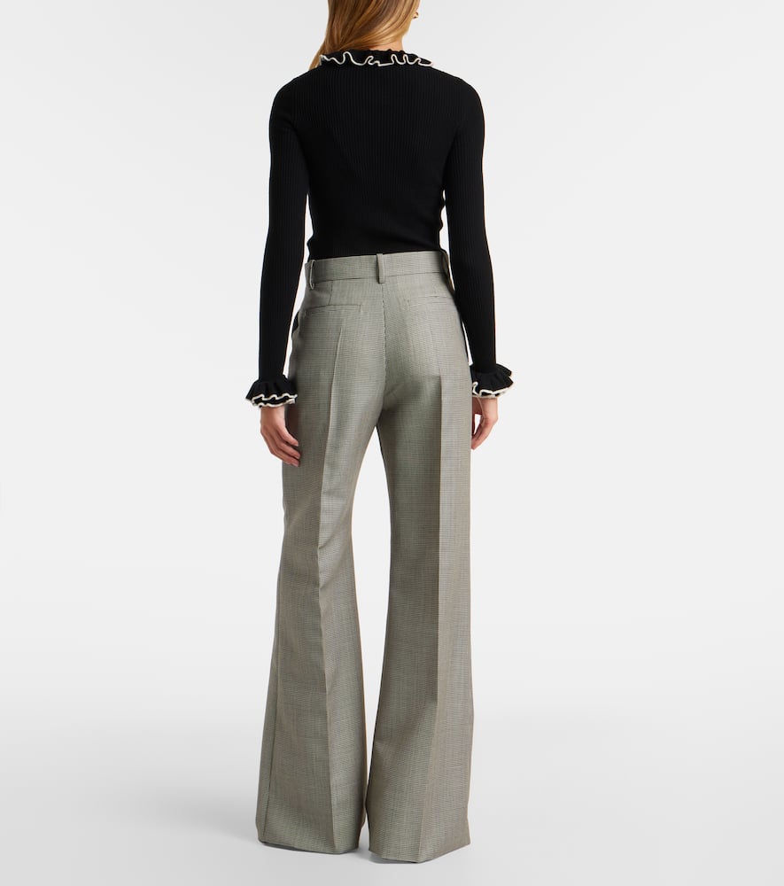 Checked wool and mohair wide-leg pants