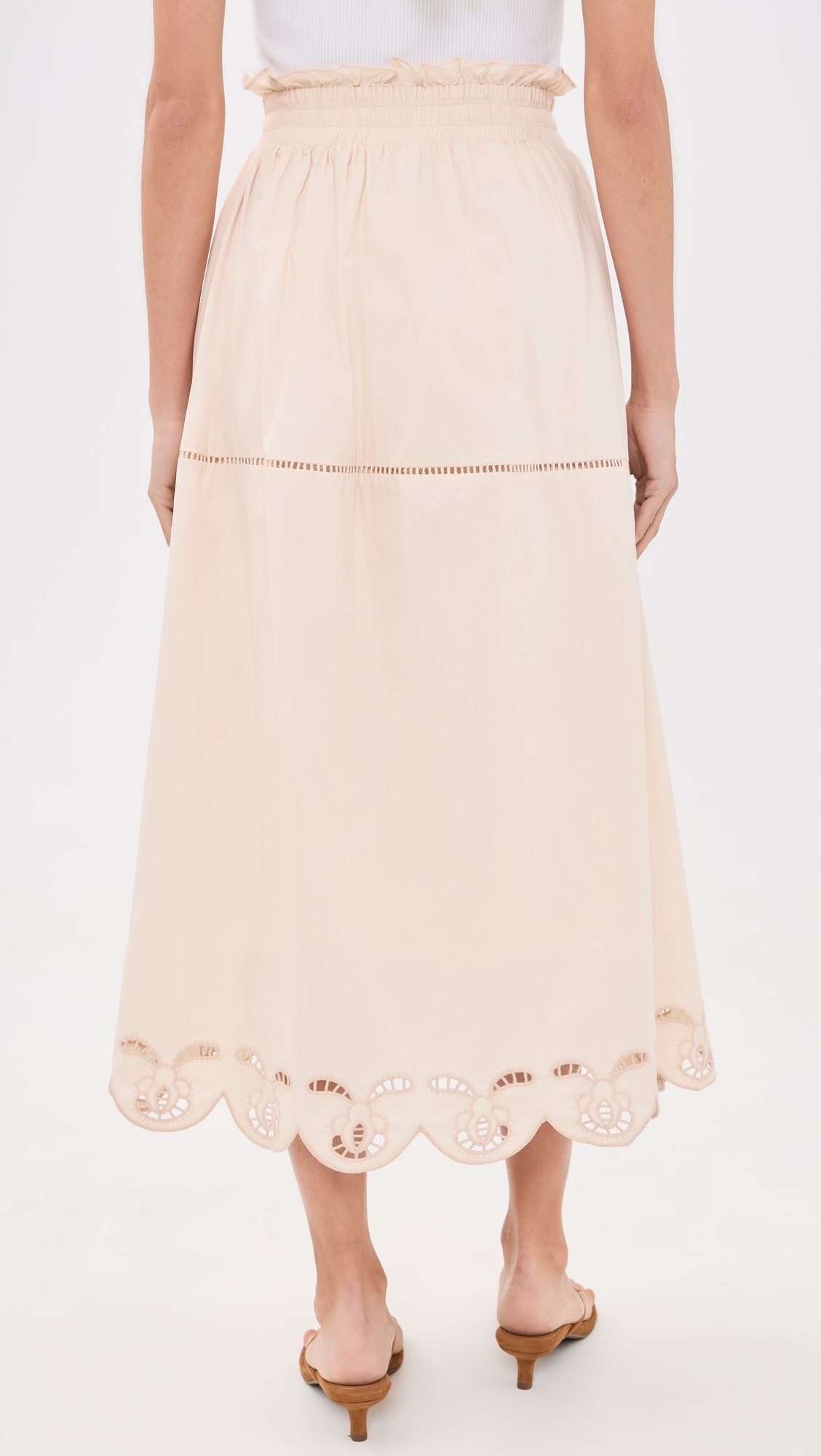 Eyelet Detail Skirt Cream