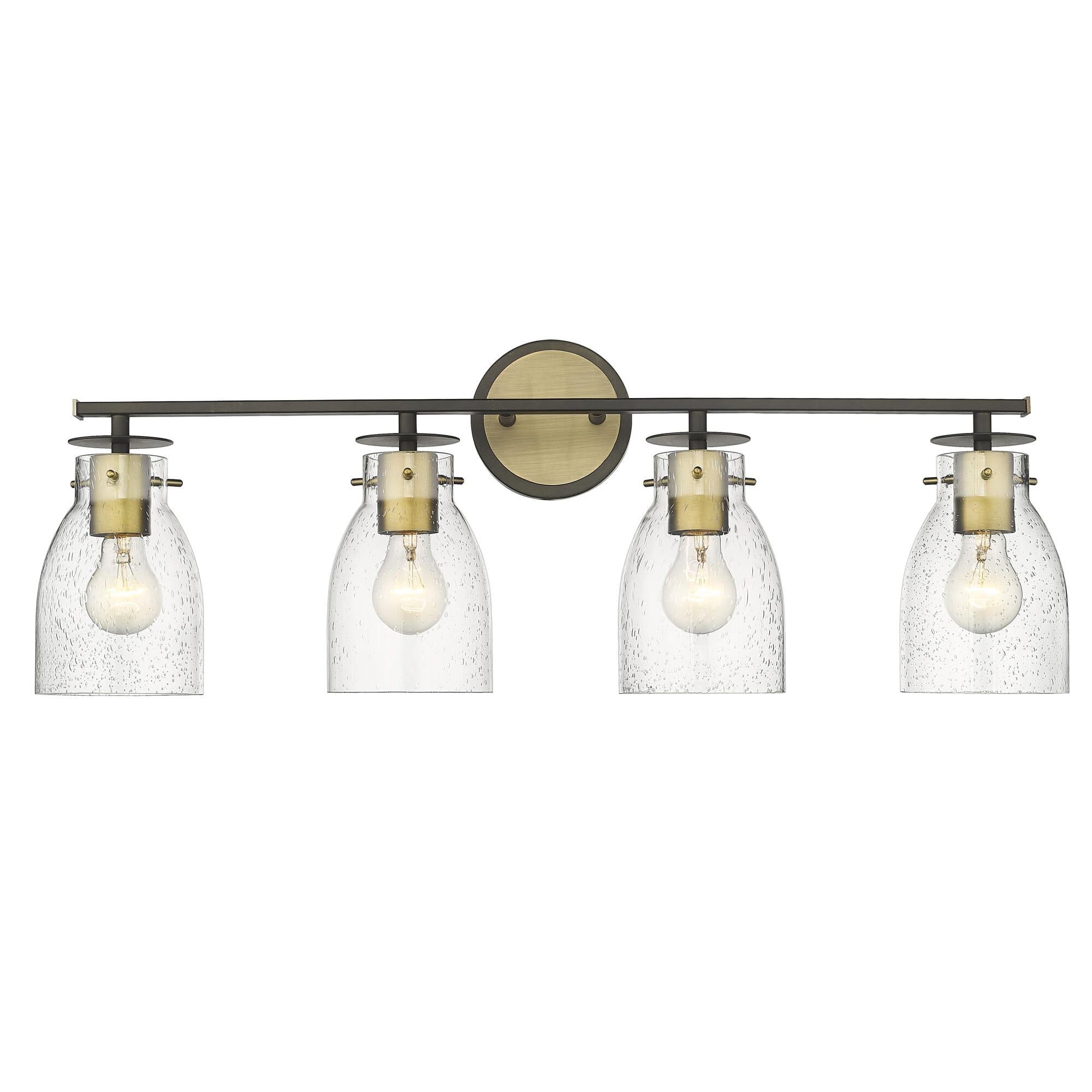 Oil Rubbed Bronze and Antique Brass Four Light Vanity from the Shelby Collection