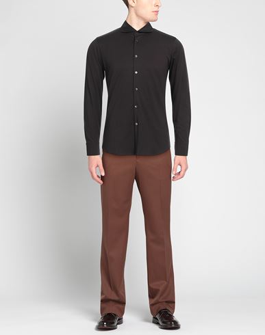 Man Shirt Dark brown Size S Pima Cotton