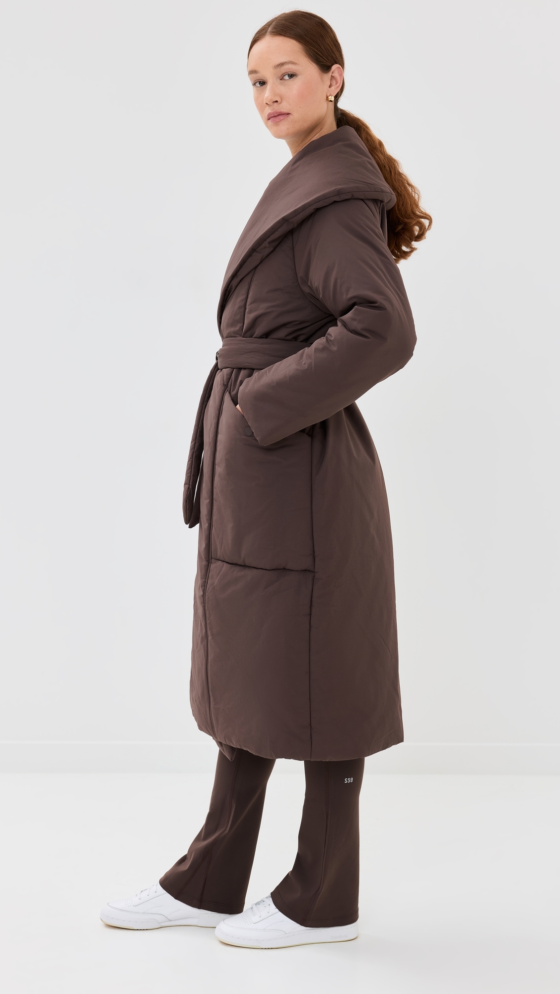 Ana Long Wrap Puffer Coat Coffee Bean