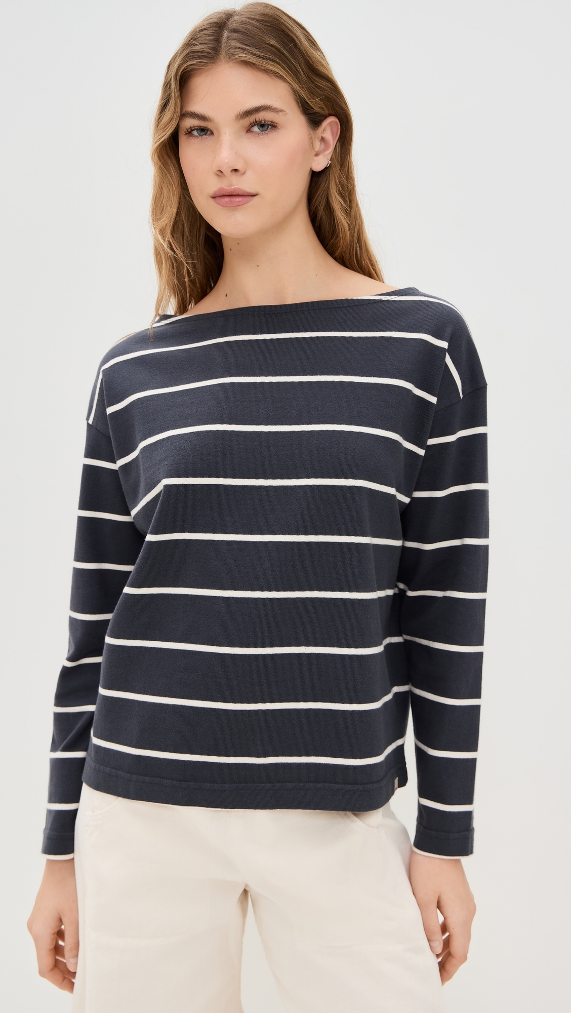 Sport Jersey Boatneck Top Osprey Stripe