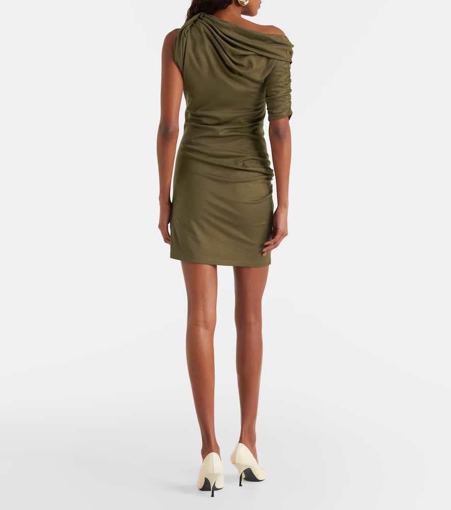 Draped cotton and silk minidress