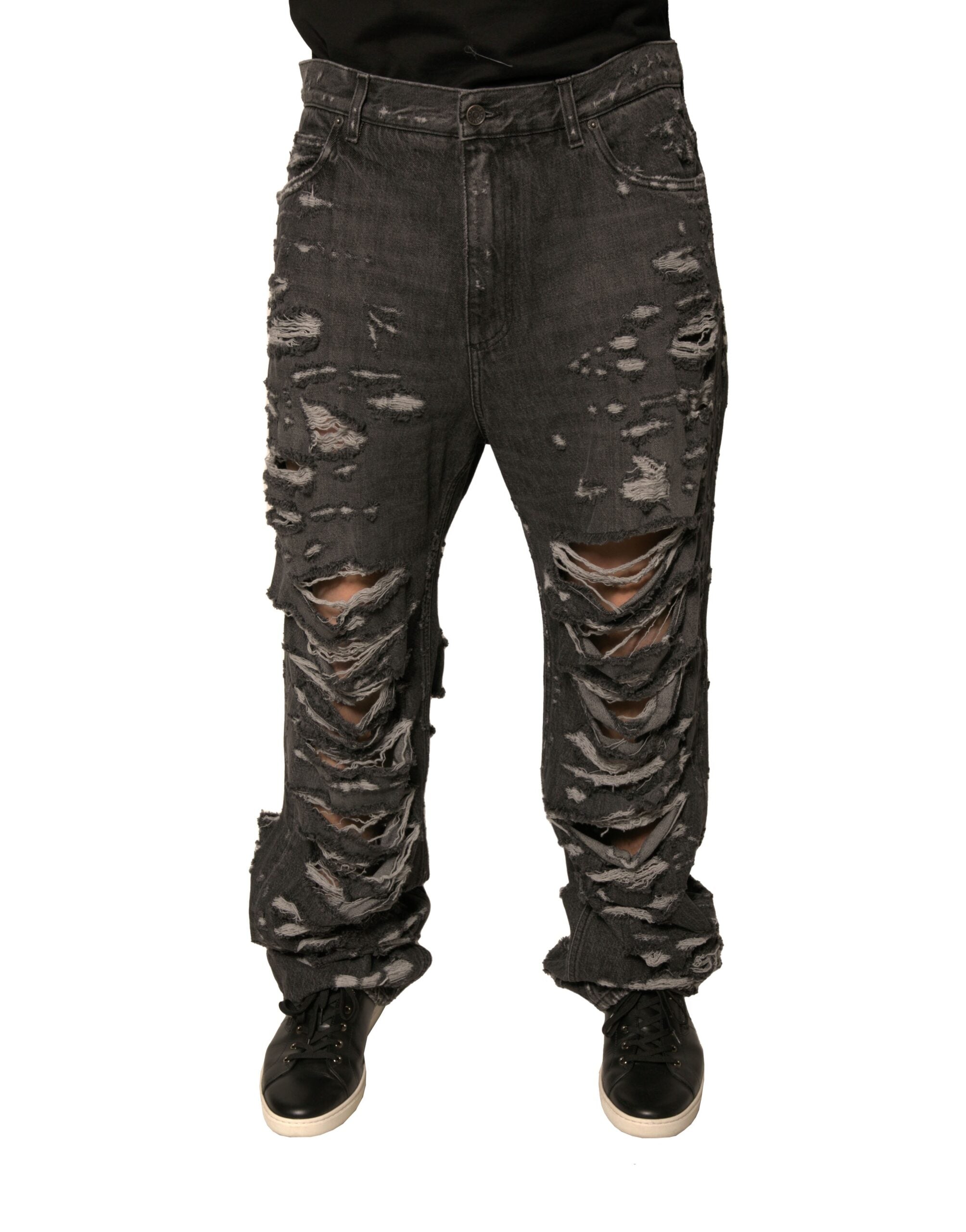 Distressed Denim Jeans — Black