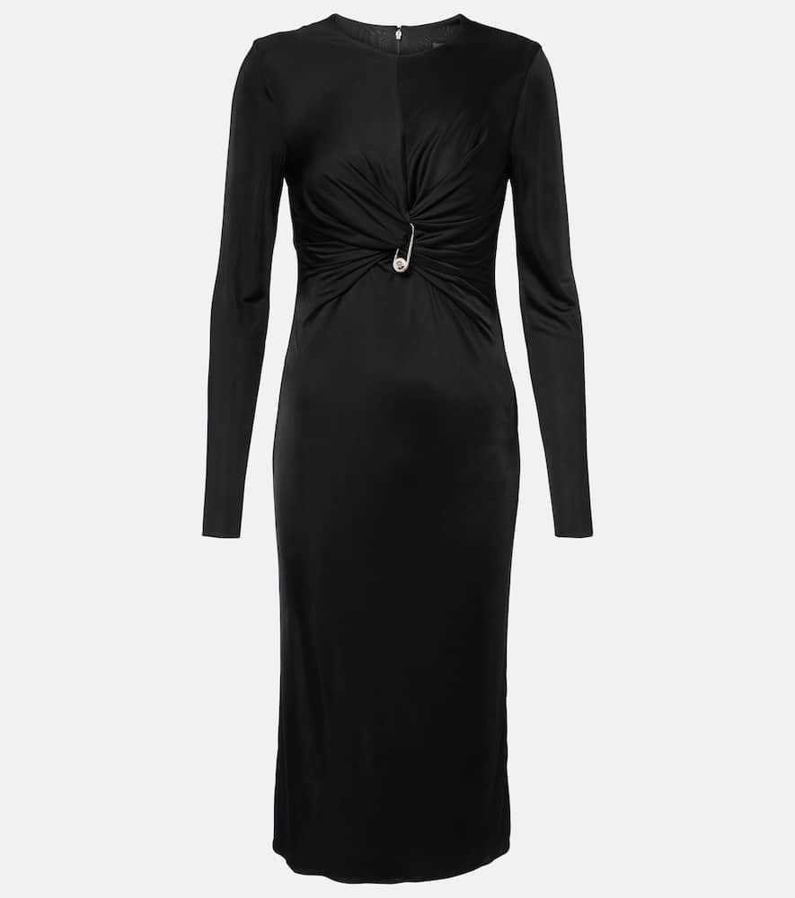 Safety Pin gathered jersey midi dress