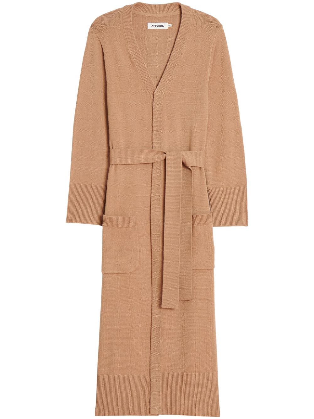 Long waisted-belt cardigan - Black