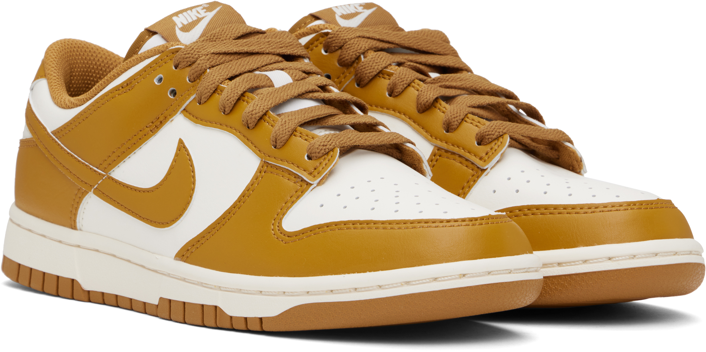 White & Brown Dunk Low Retro Sneakers