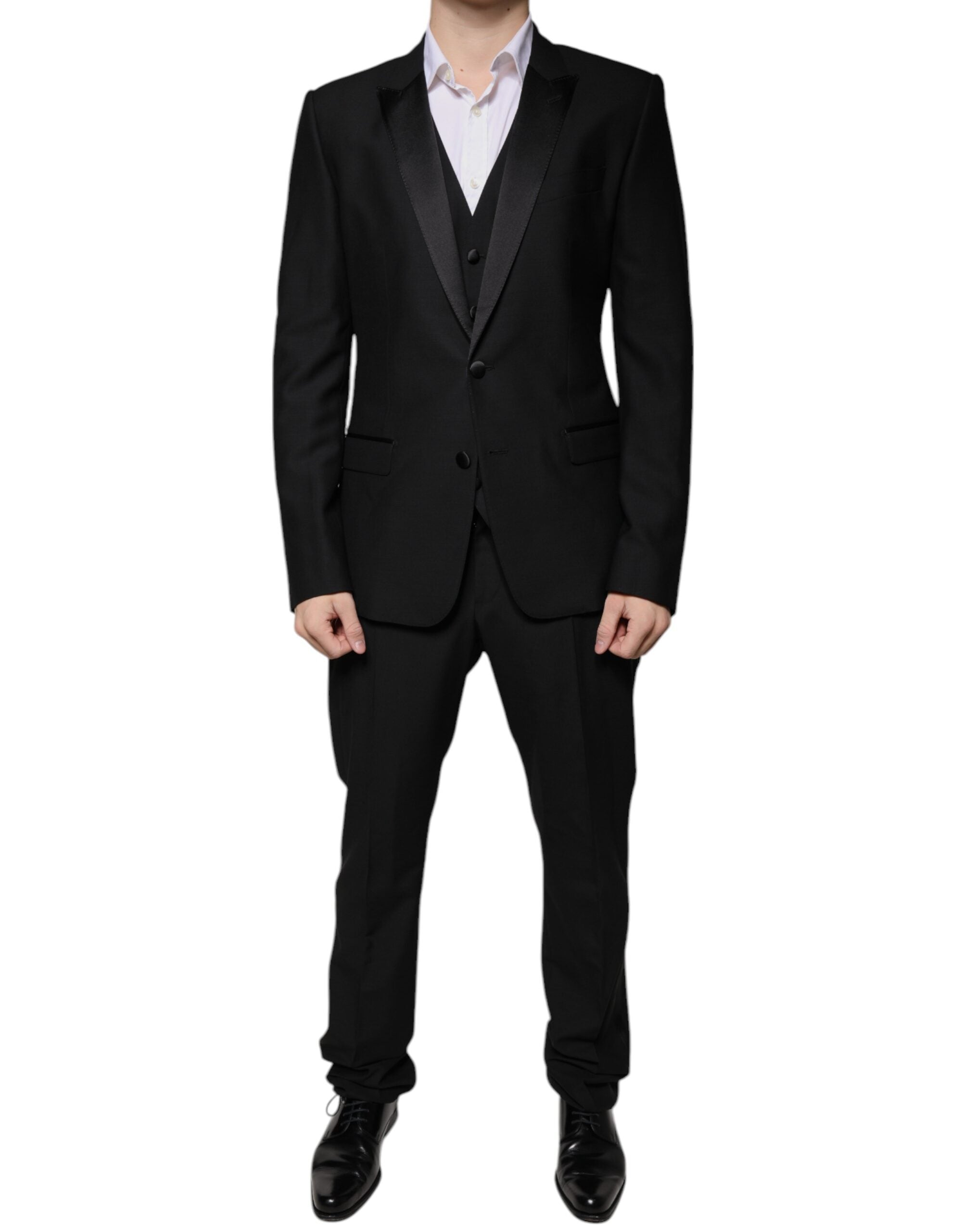Virgin Wool Three-Piece Tuxedo — Black