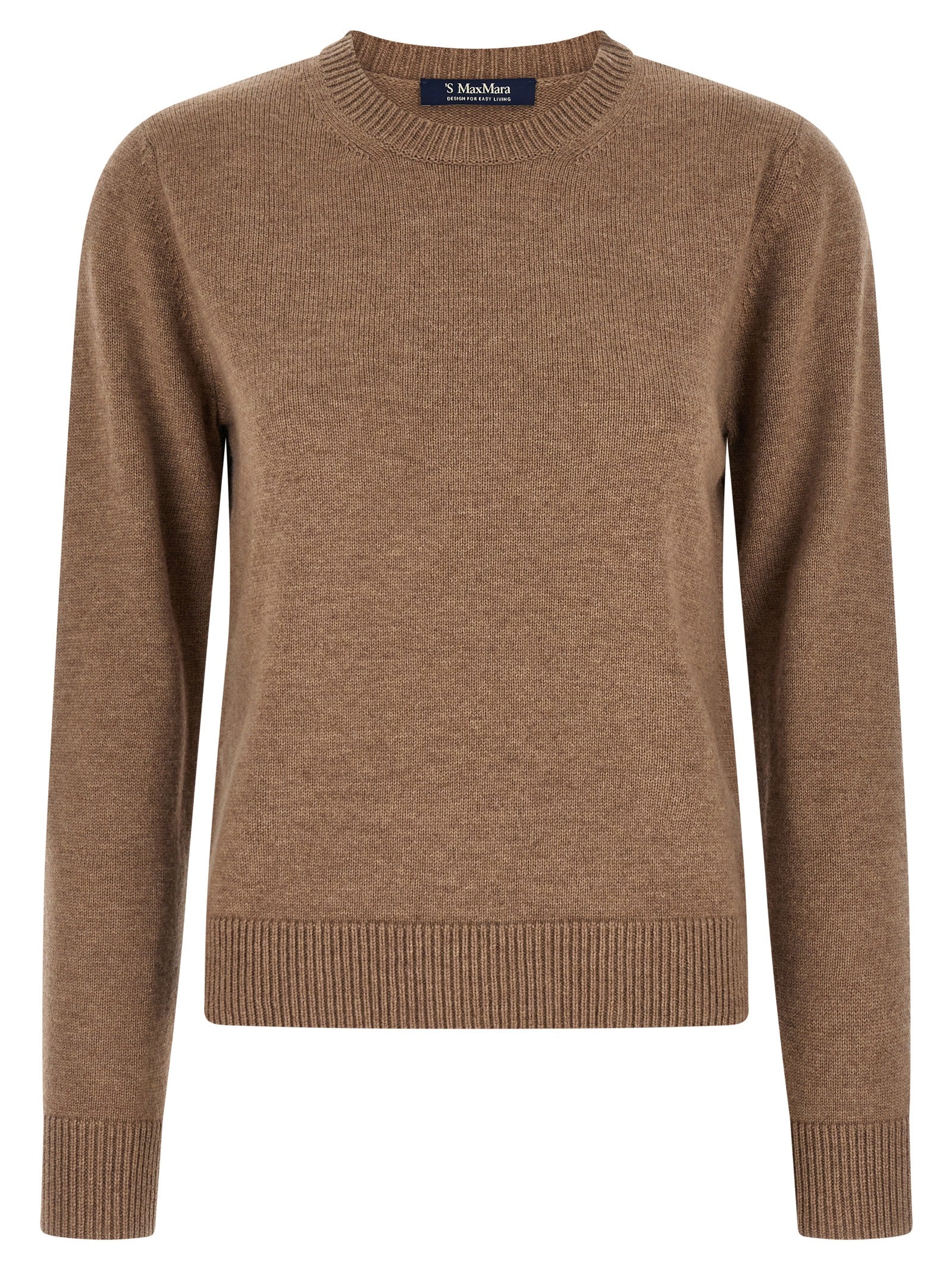 Wool-Cashmere Crew Neck Sweater — Brown