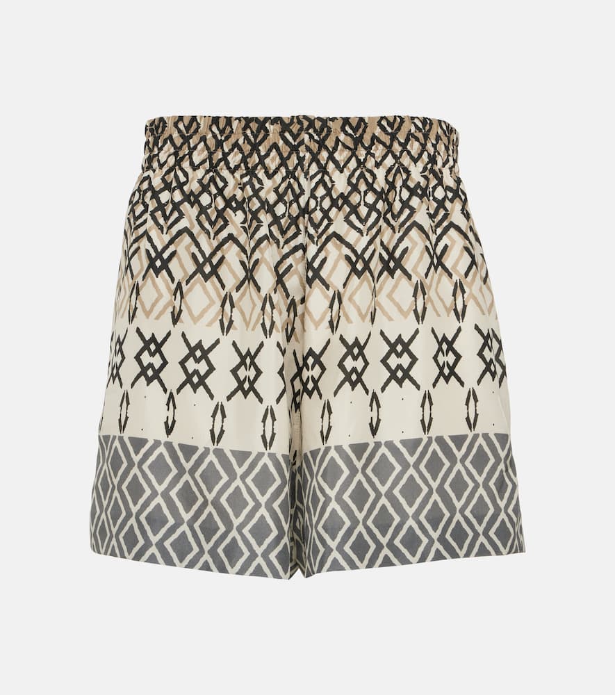 Printed silk shorts